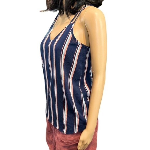 (5 for $25) Pink Rose Double Strap Striped Gauze Tank Top Size Small - Picture 3 of 7